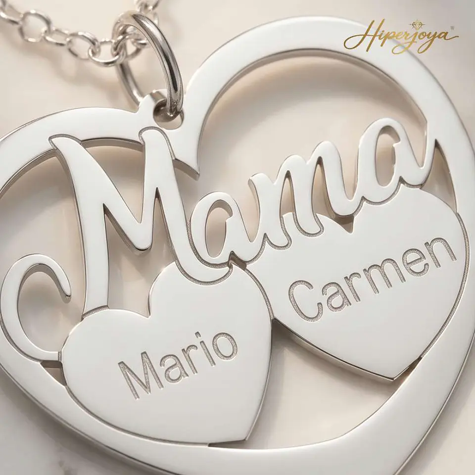 Colgante personalizado mamá e hijos plata 3