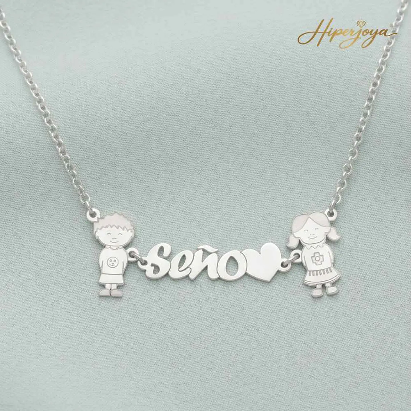 Colgante seño niño y niña plata 5