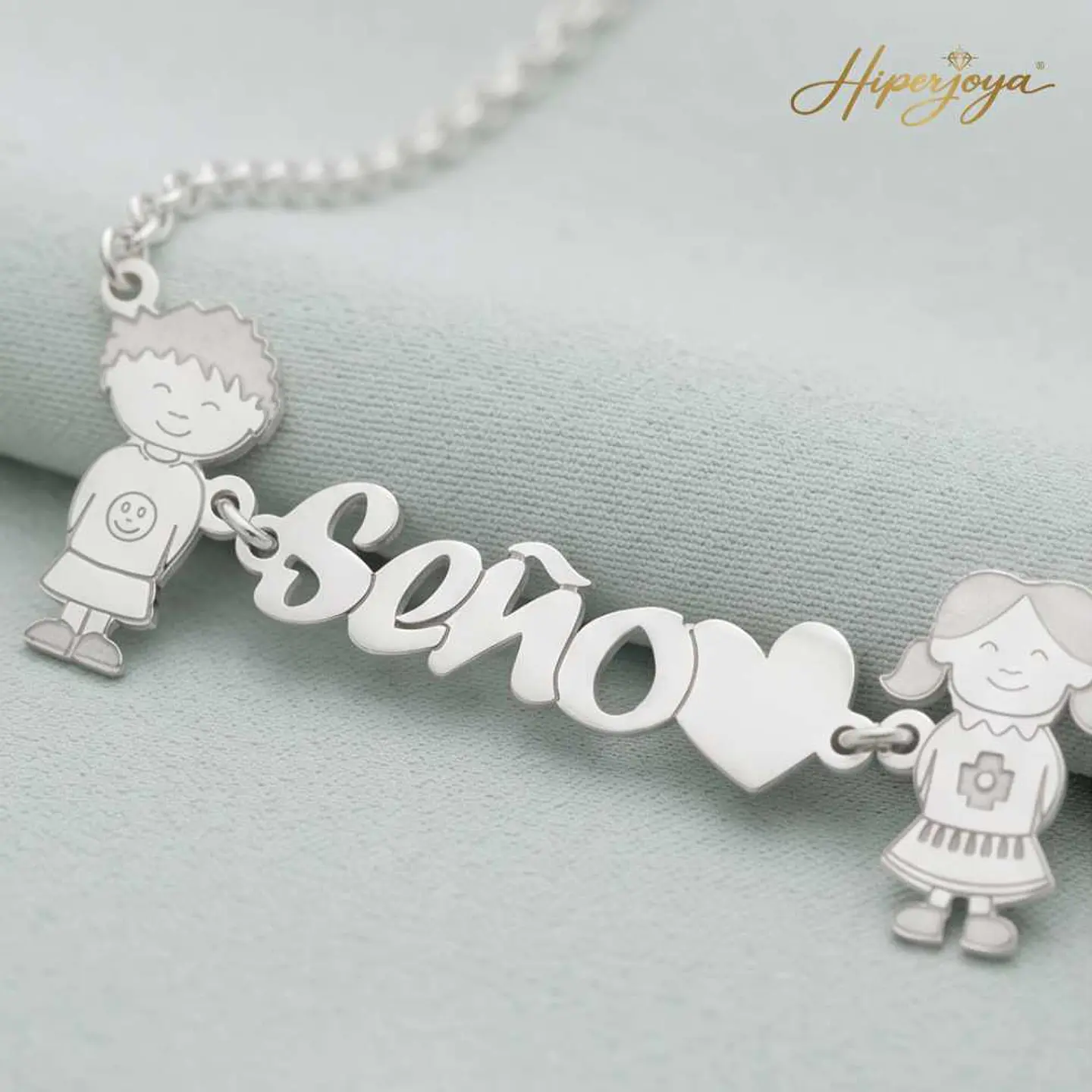 Colgante seño niño y niña plata 7