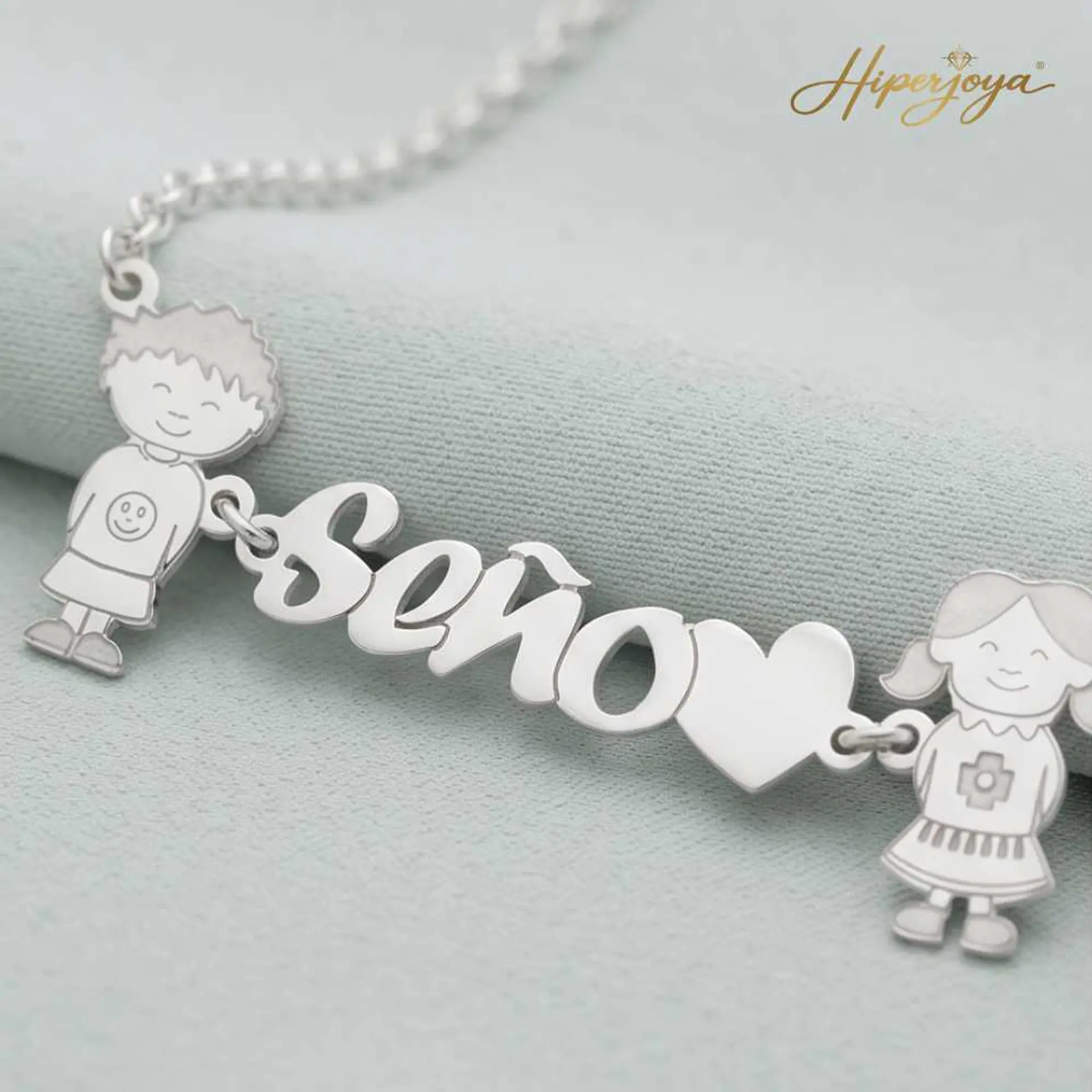 Colgante seño niño y niña plata 7