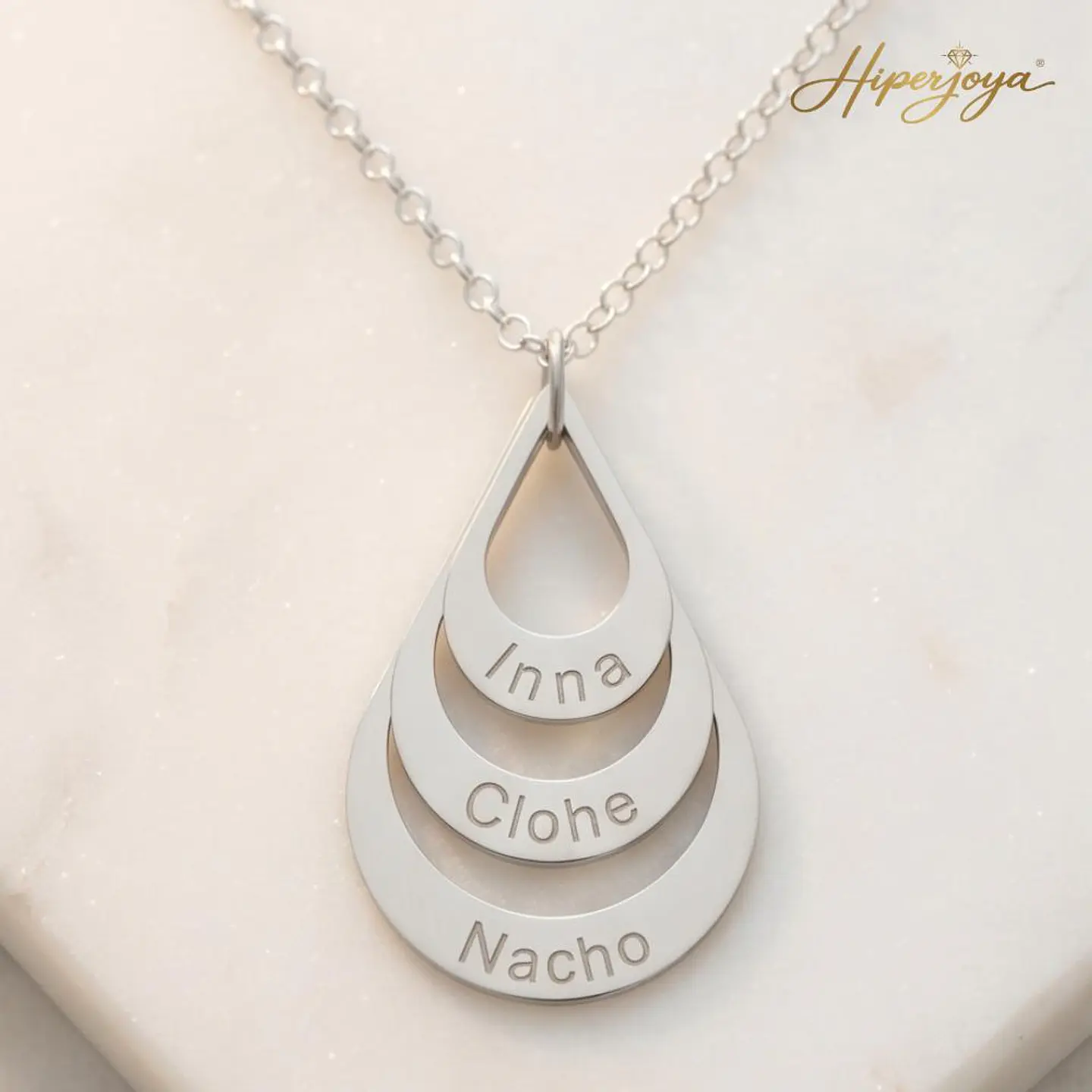 Colgante personalizado de tres nombres plata 5