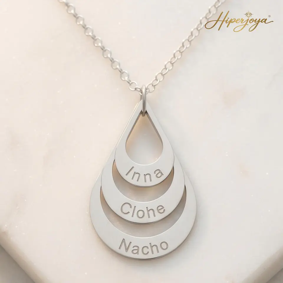 Colgante personalizado de tres nombres plata 5