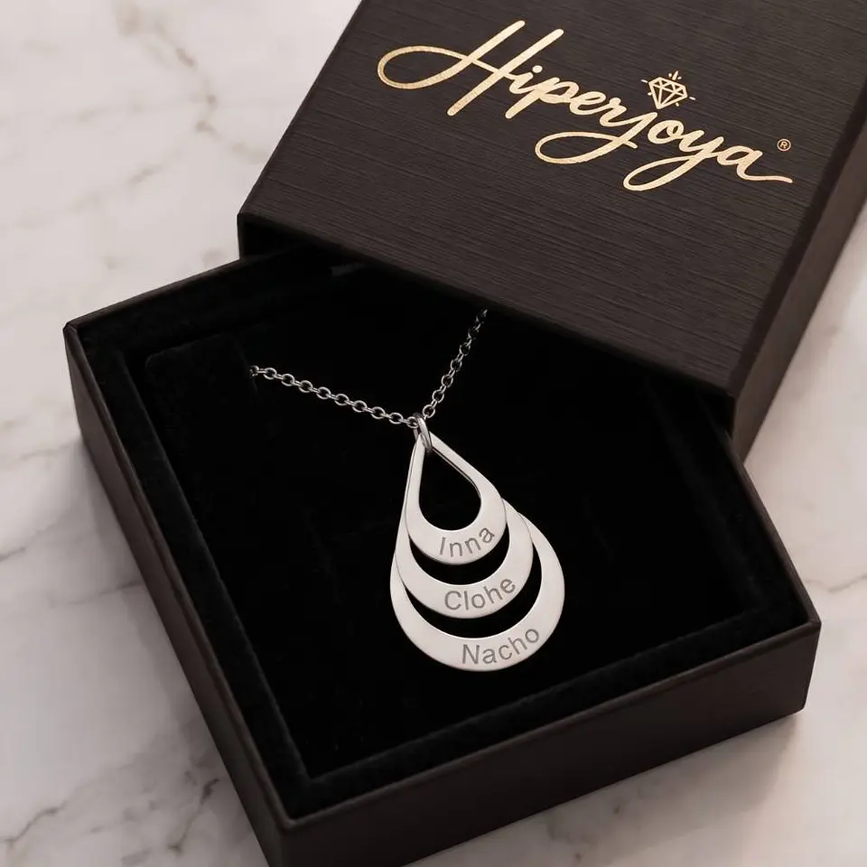 Colgante personalizado de tres nombres plata 6