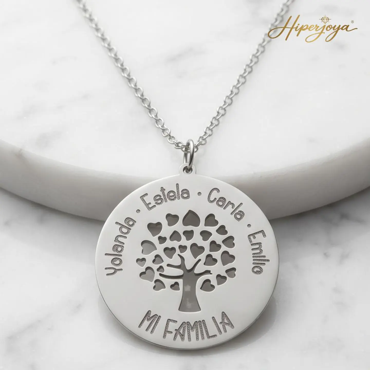Colgante personalizado nombre árbol plata 3