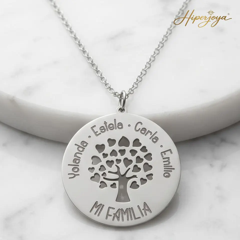 Colgante personalizado nombre árbol plata 3