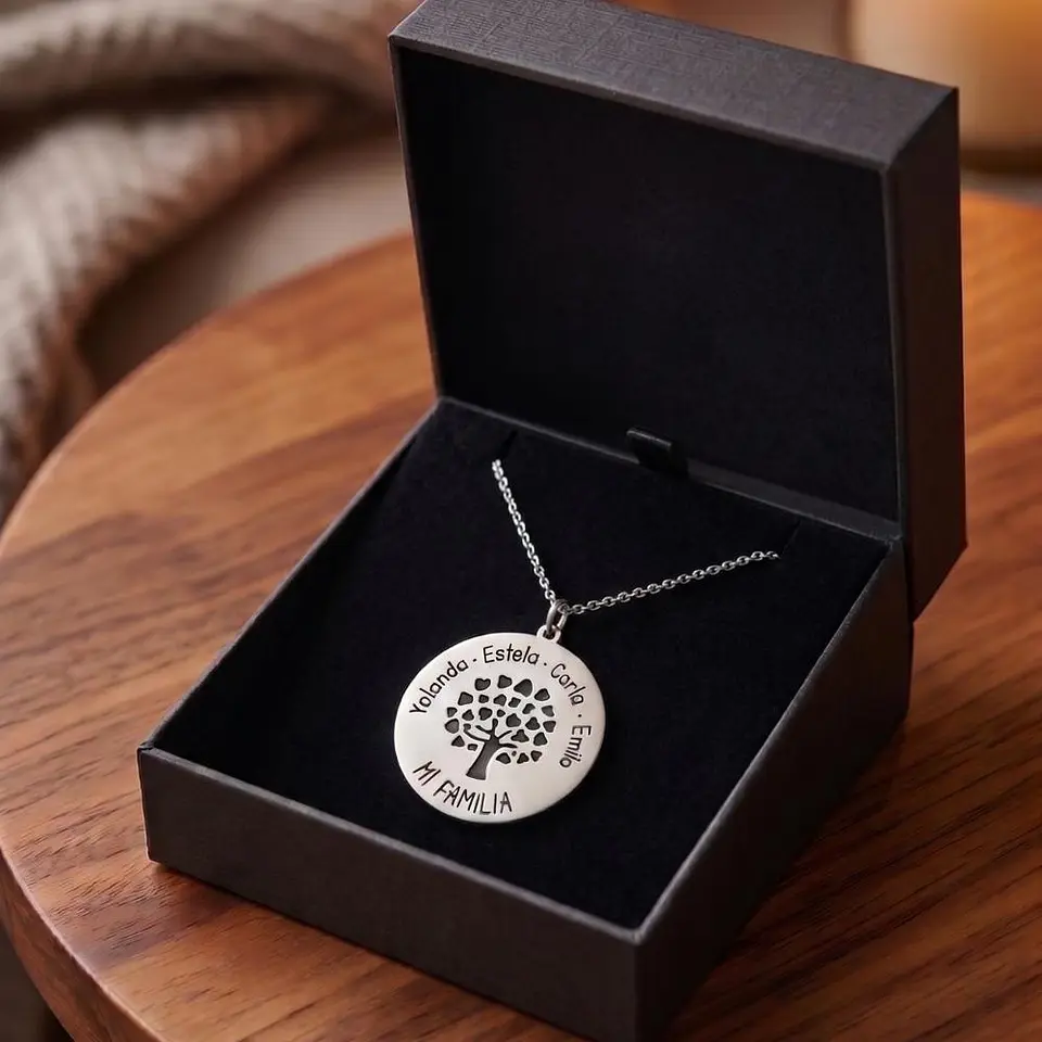 Colgante personalizado nombre árbol plata 5