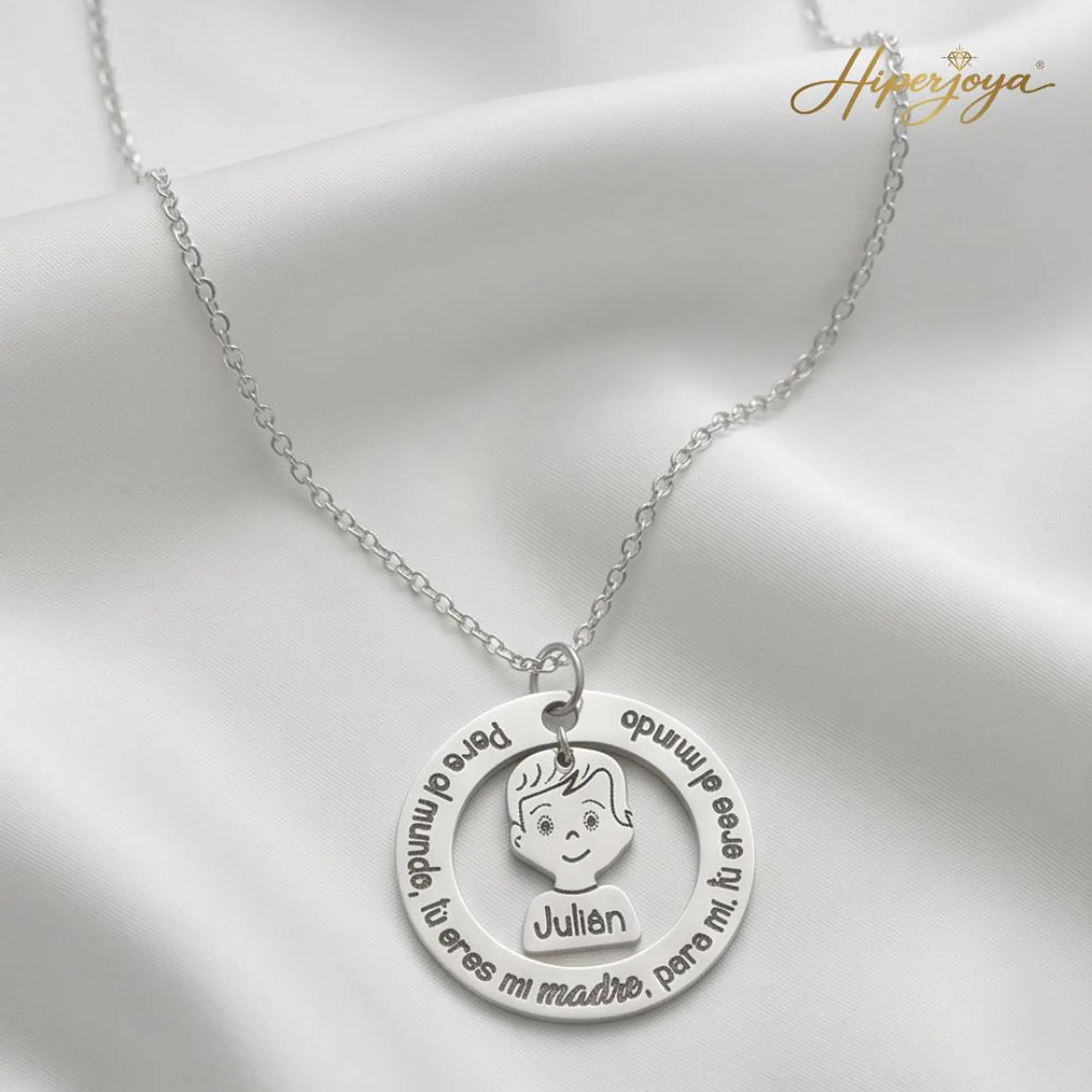 Colgante personalizado mamá e hijo frase plata 5