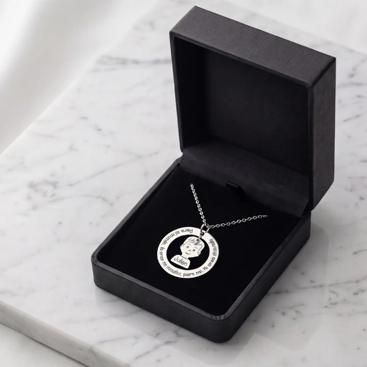Colgante personalizado mamá e hijo frase plata 6