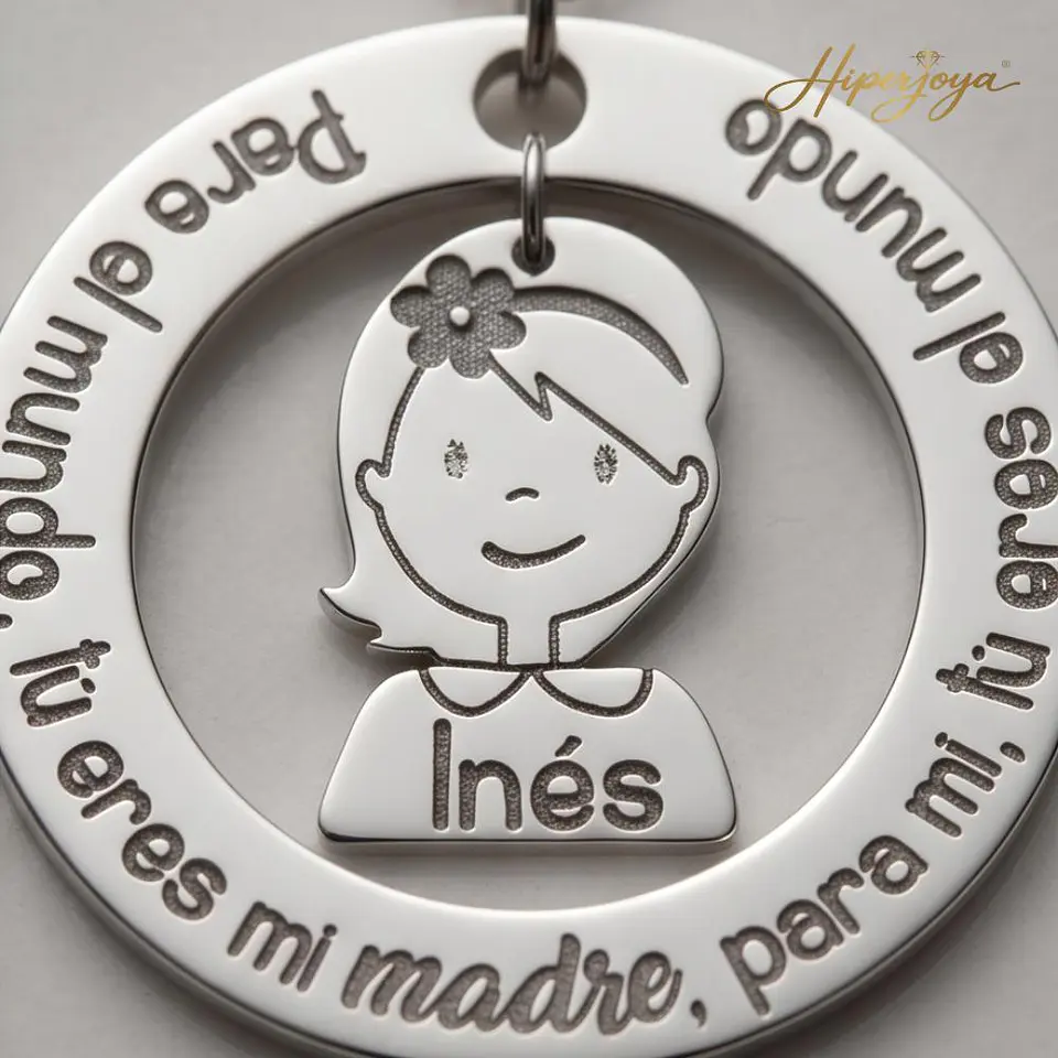 Colgante personalizado mamá e hija frase plata 3