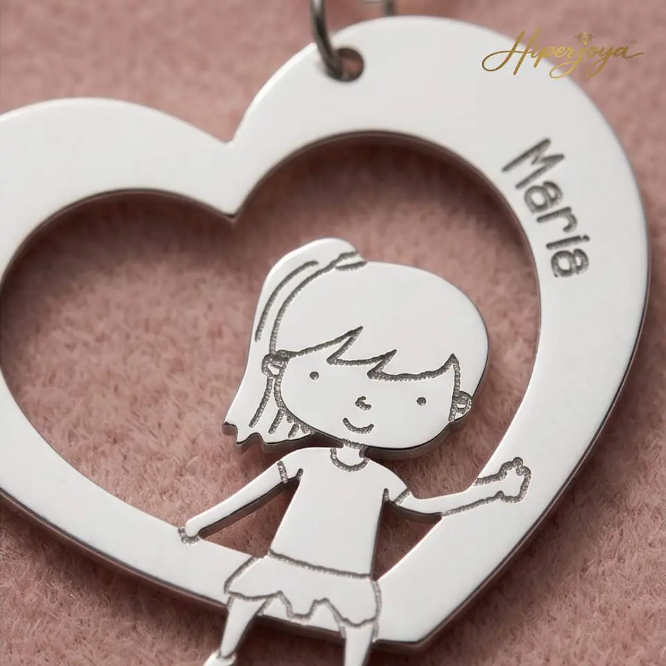 Colgante personalizado de niña con nombre plata 3