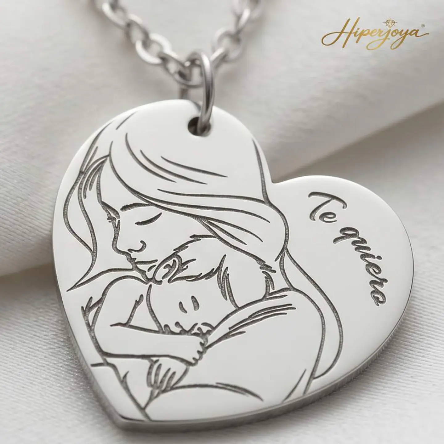 Colgante personalizado te quiero mamá plata 3
