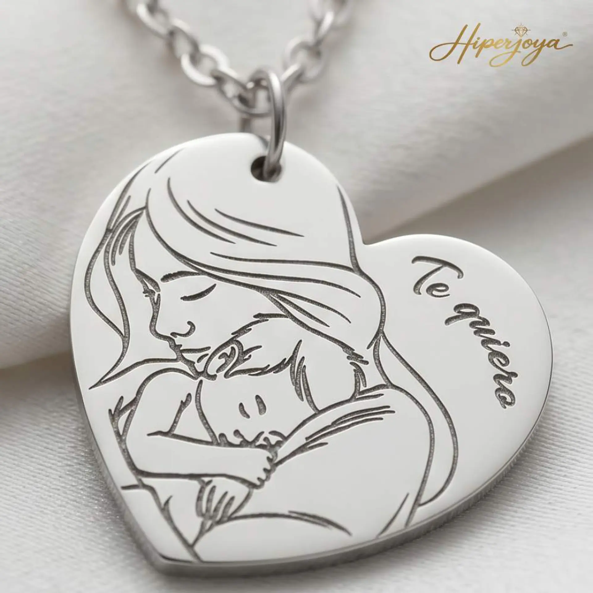 Colgante personalizado te quiero mamá plata 3