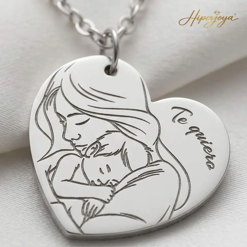Colgante personalizado te quiero mamá plata 3