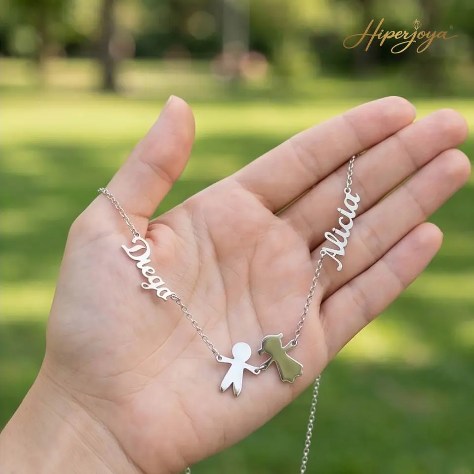 Gargantilla personalizada nombres de parejas plata 3