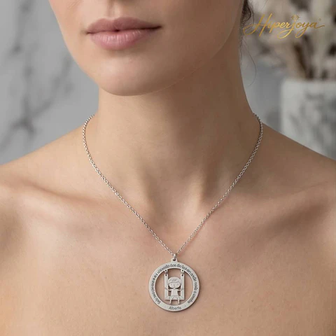 Gargantilla personalizada de niño con leyenda plata