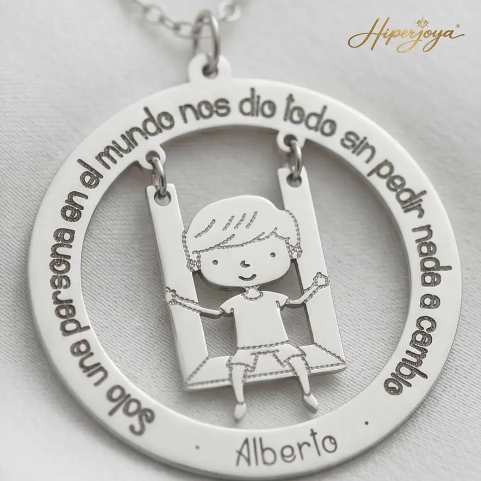 Gargantilla personalizada de niño con leyenda plata 3