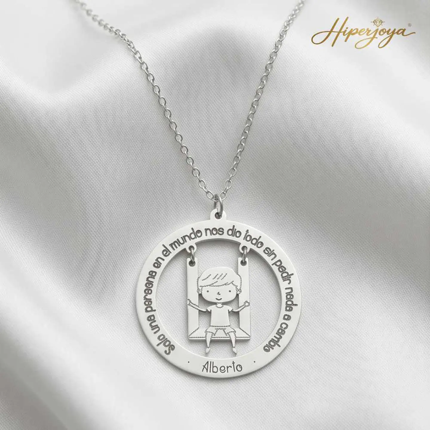 Gargantilla personalizada de niño con leyenda plata 4