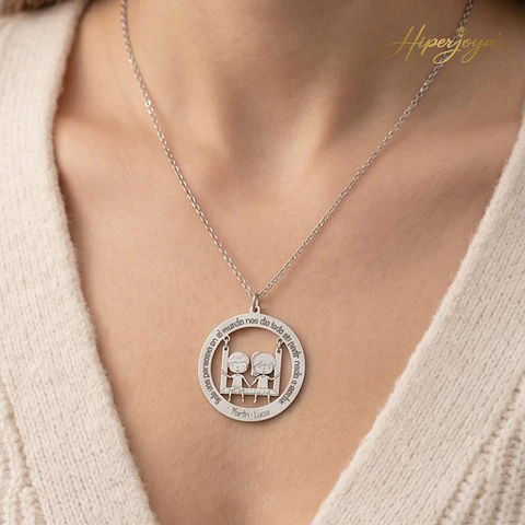 Gargantilla personalizada pareja de niña y niño plata