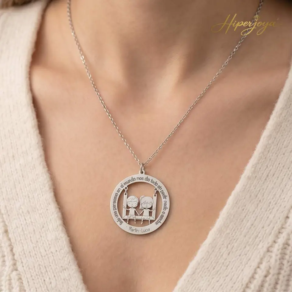 Gargantilla personalizada pareja de niña y niño plata 2