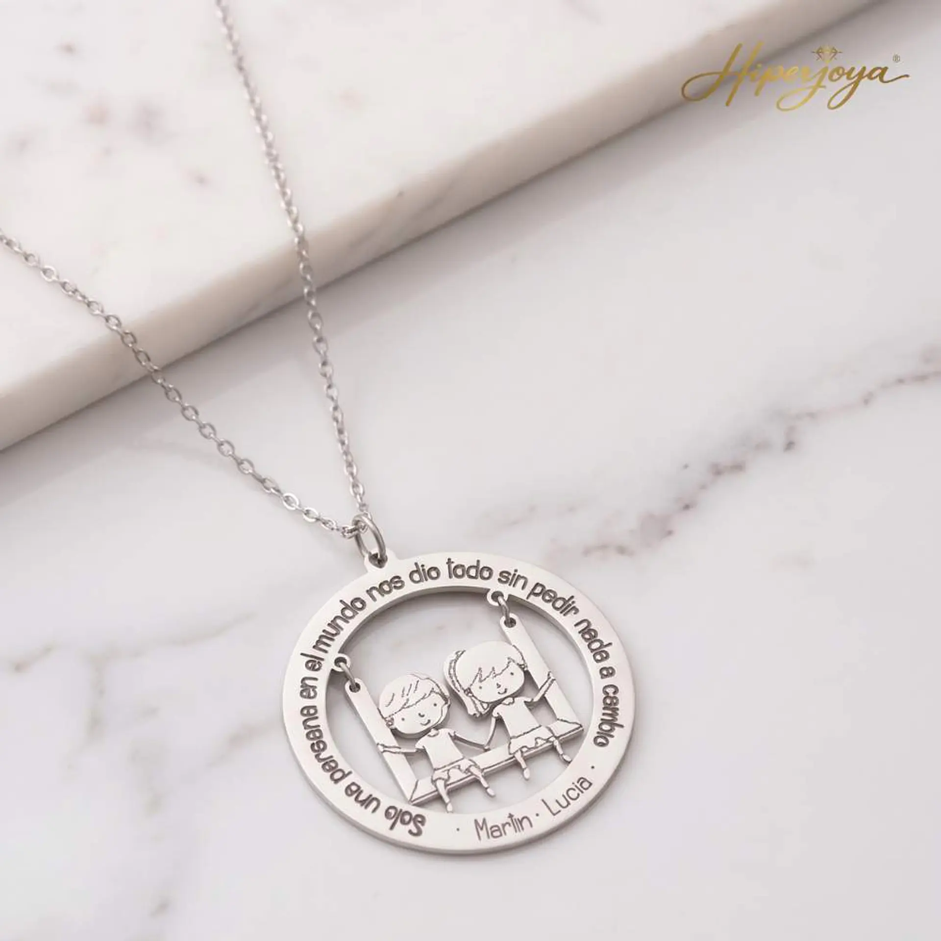Gargantilla personalizada pareja de niña y niño plata 6