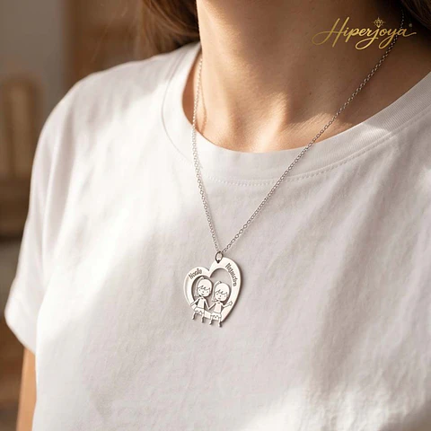 Gargantillas personalizada corazón de niñas con nombre plata