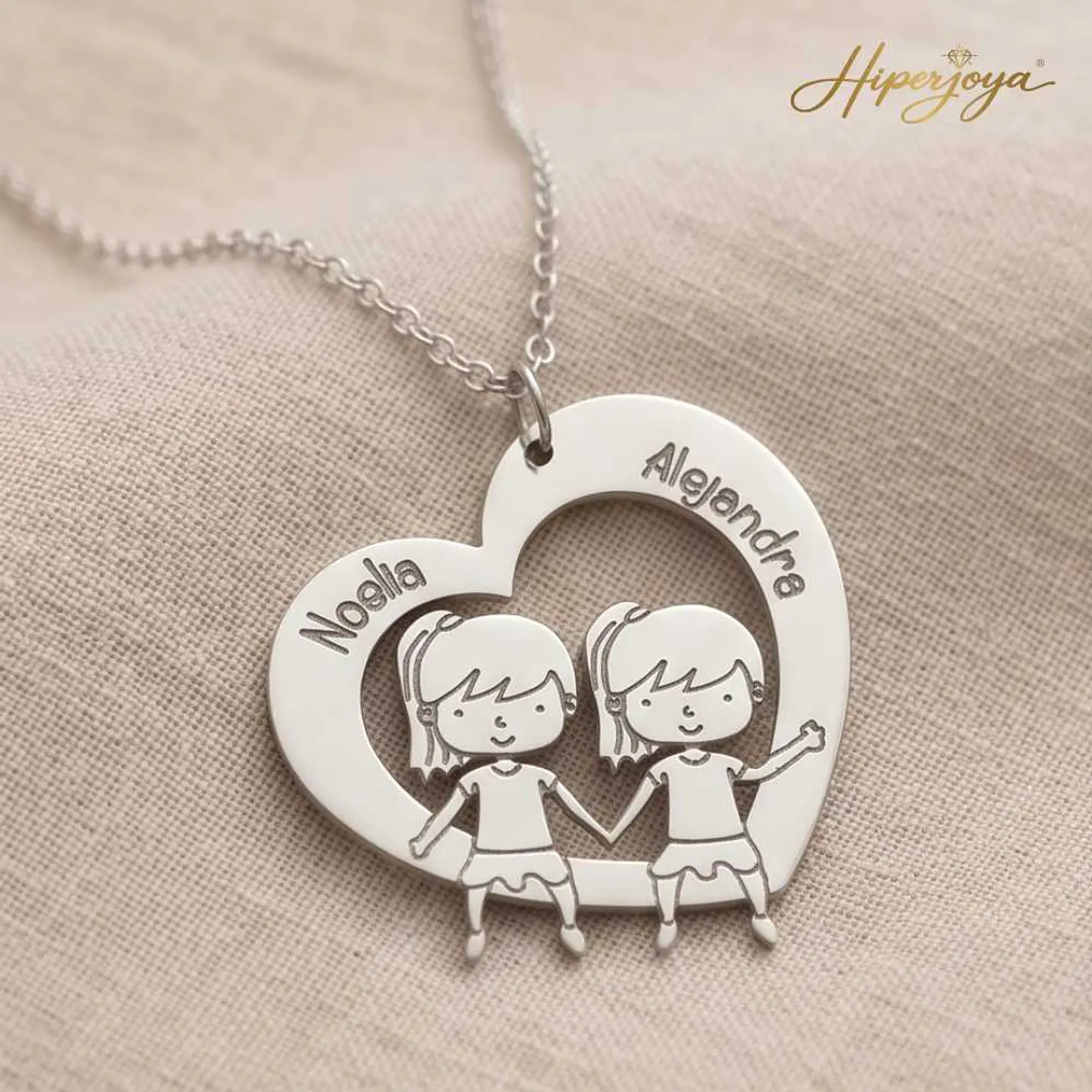 Gargantillas personalizada corazón de niñas con nombre plata 3