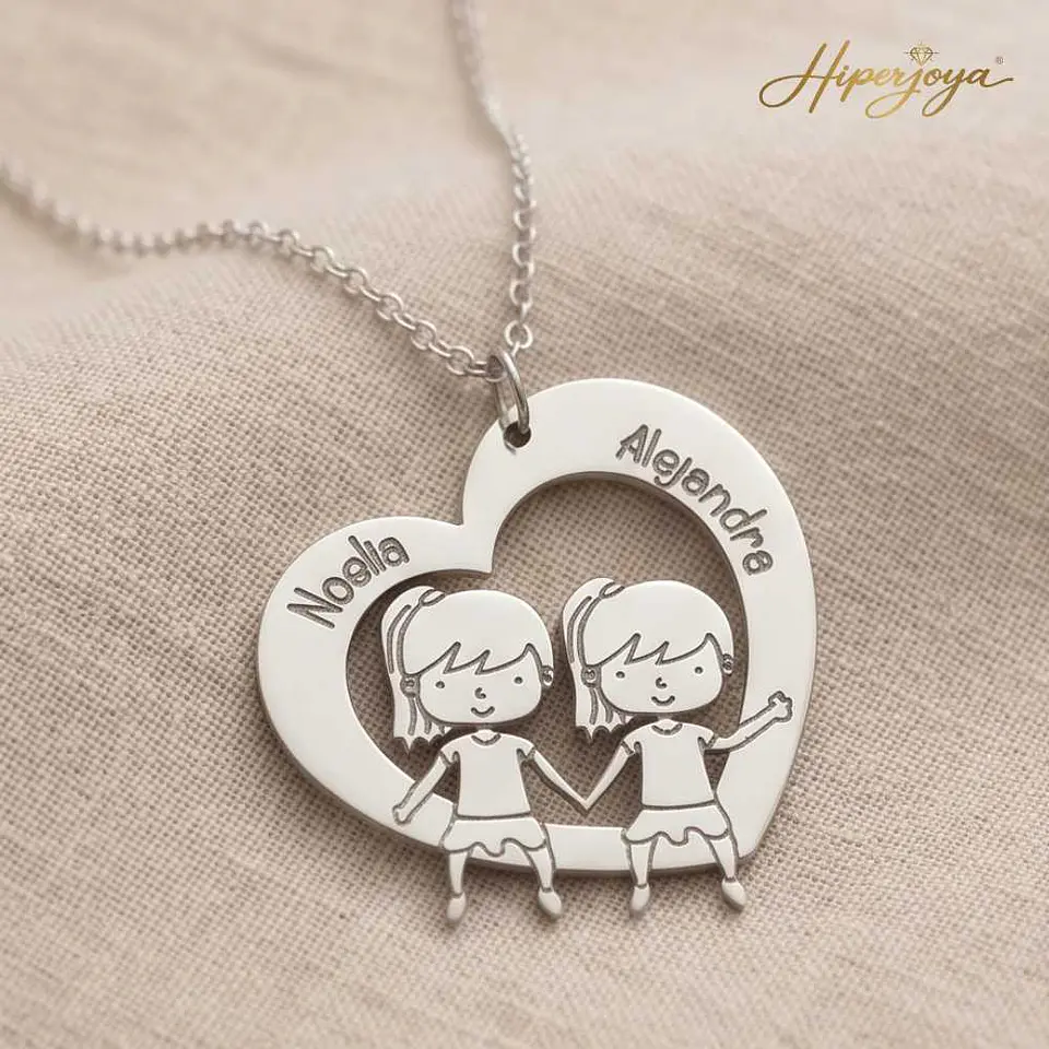 Gargantillas personalizada corazón de niñas con nombre plata 3