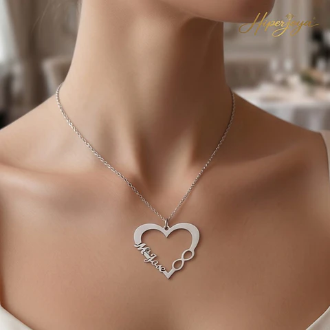 Gargantilla personalizada nombre y corazón plata