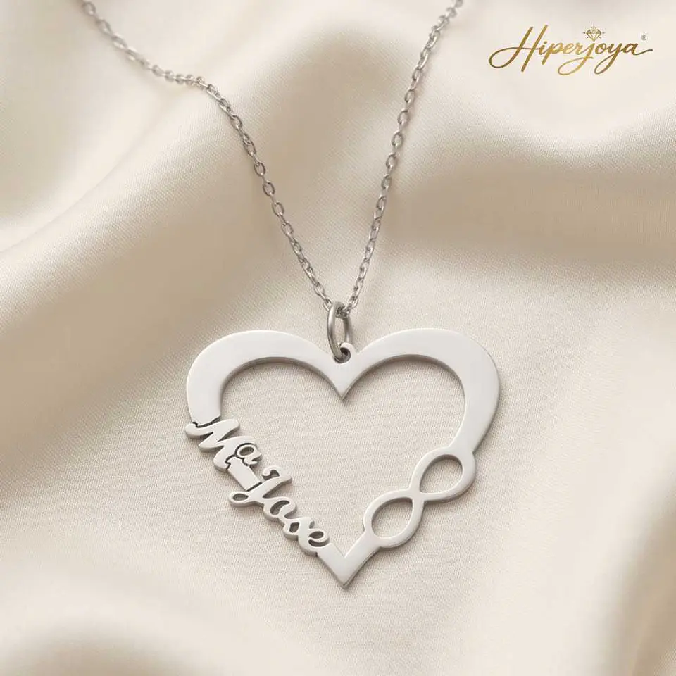 Gargantilla personalizada nombre y corazón plata 5