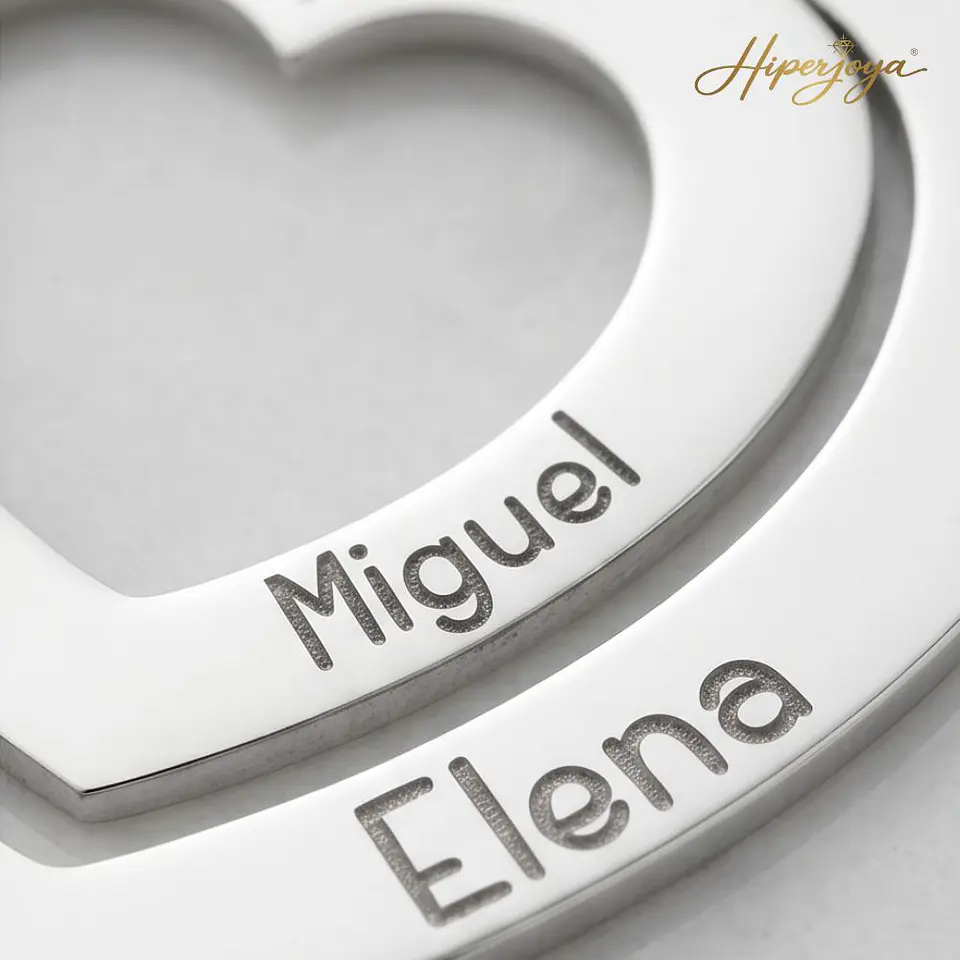 Gargantilla personalizada doble corazón y nombres plata 3