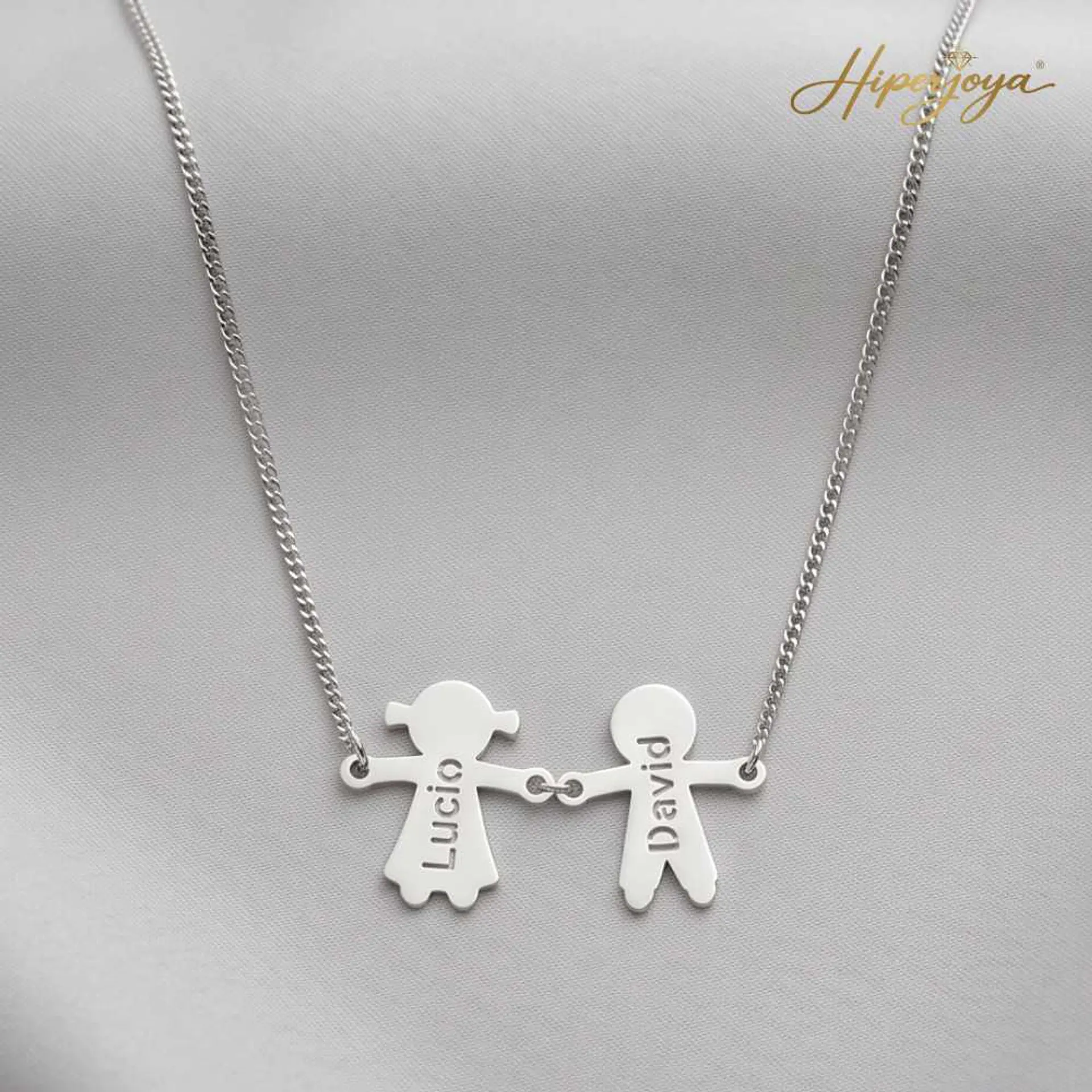 Gargantilla personalizada de pareja plata 3