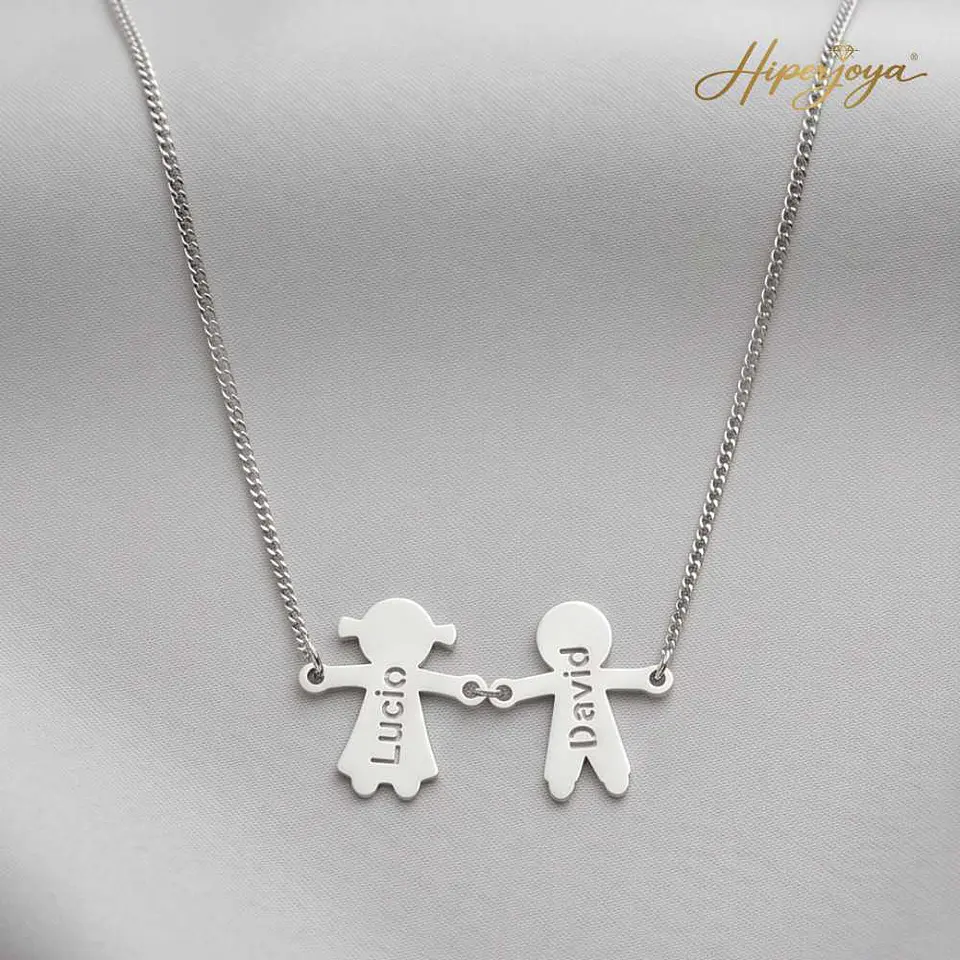 Gargantilla personalizada de pareja plata 3