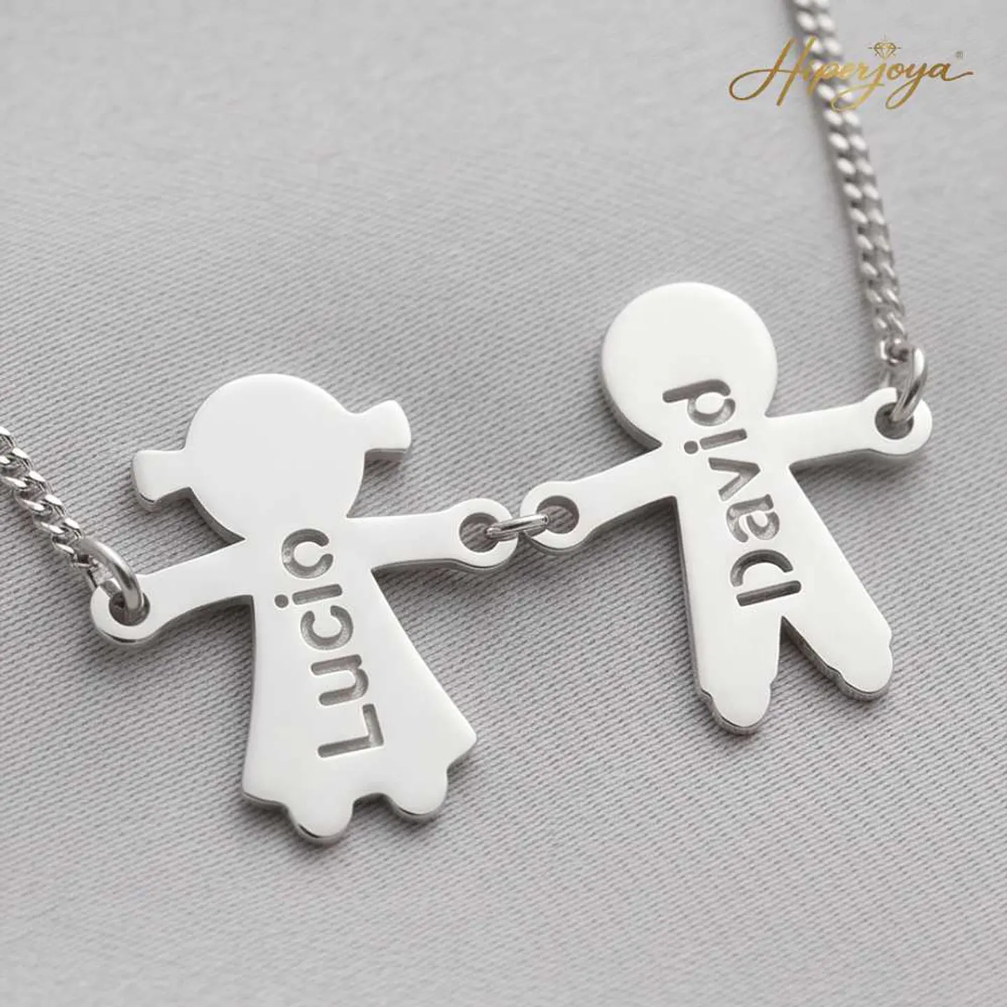 Gargantilla personalizada de pareja plata 5