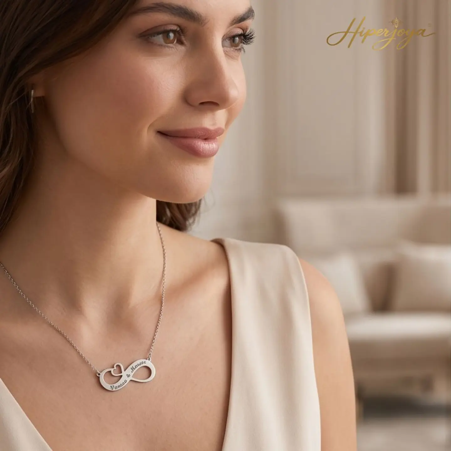 Gargantilla personalizada de infinito con nombres plata 2