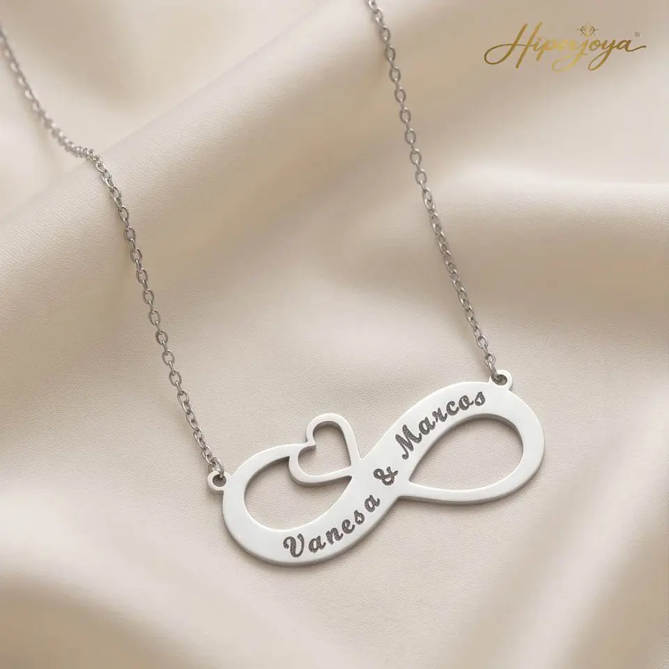 Gargantilla personalizada de infinito con nombres plata 5