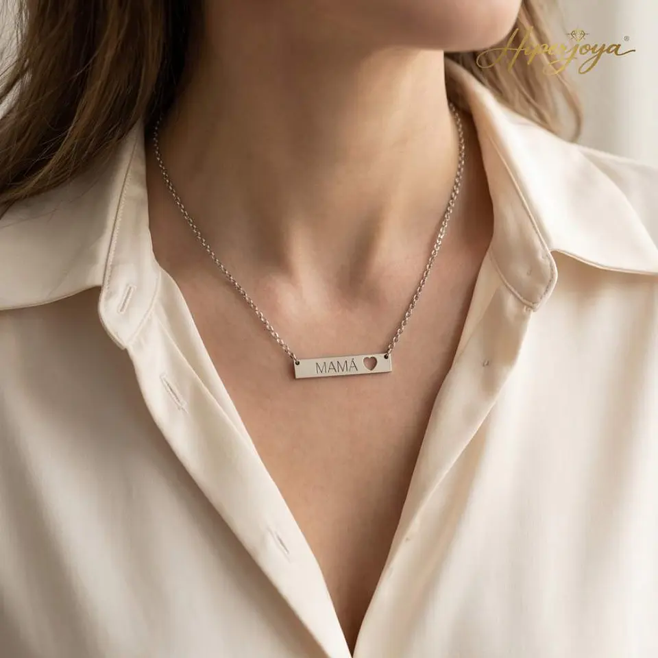 Gargantilla personalizada mamá y corazón plata 2