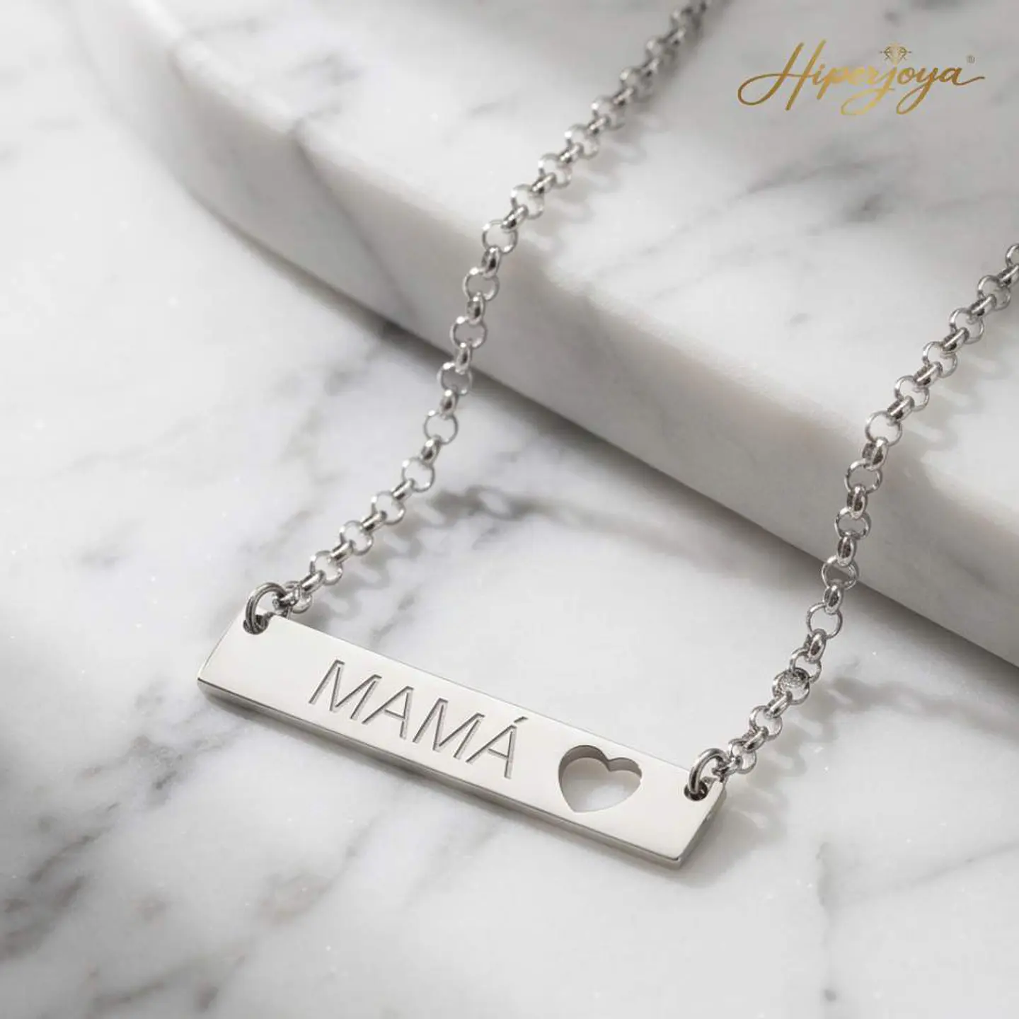 Gargantilla personalizada mamá y corazón plata 5