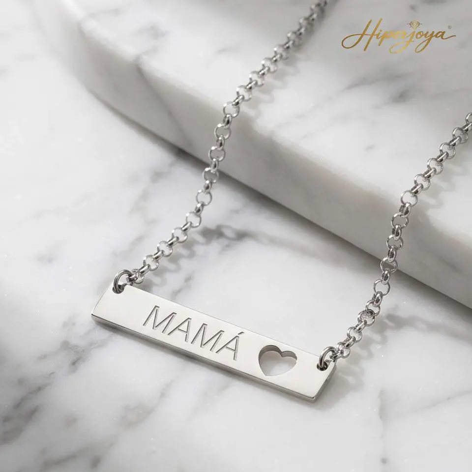 Gargantilla personalizada mamá y corazón plata 5