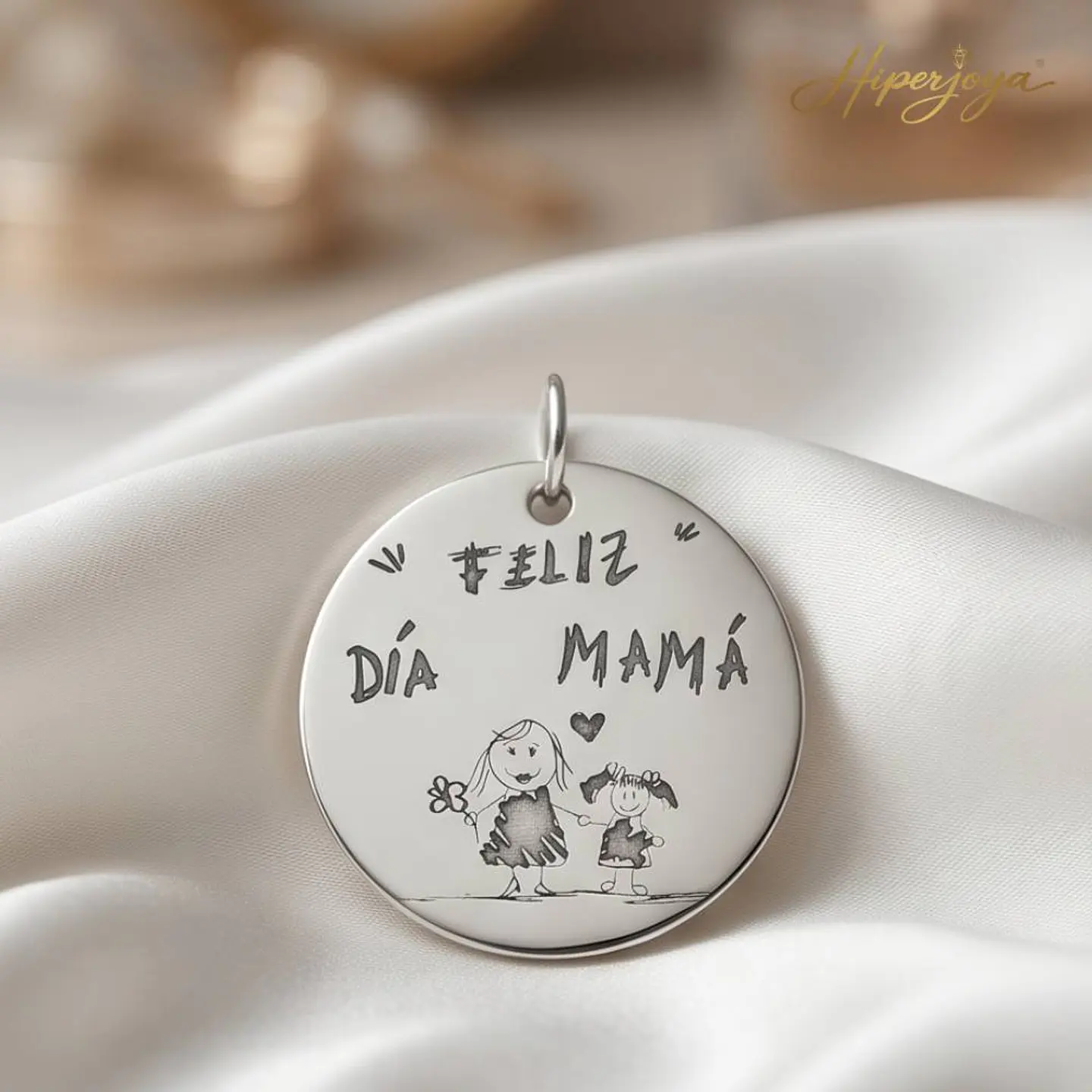 Colgante feliz día mamá plata  5