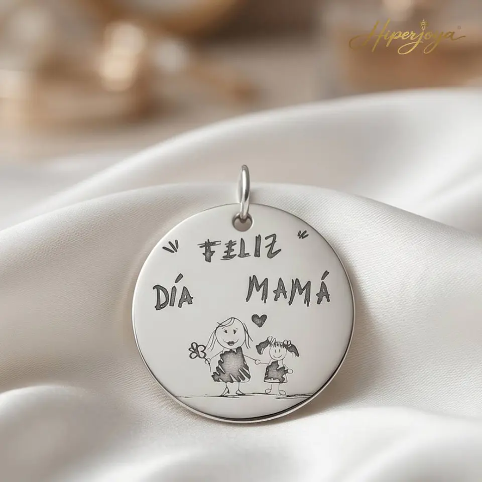 Colgante feliz día mamá plata  5