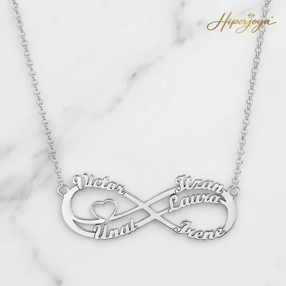 Gargantilla personalizada doble infinitos con nombres plata  5