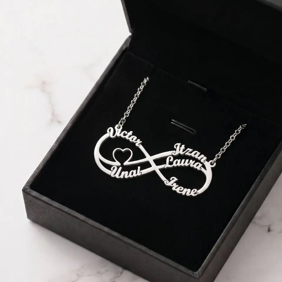 Gargantilla personalizada doble infinitos con nombres plata  6