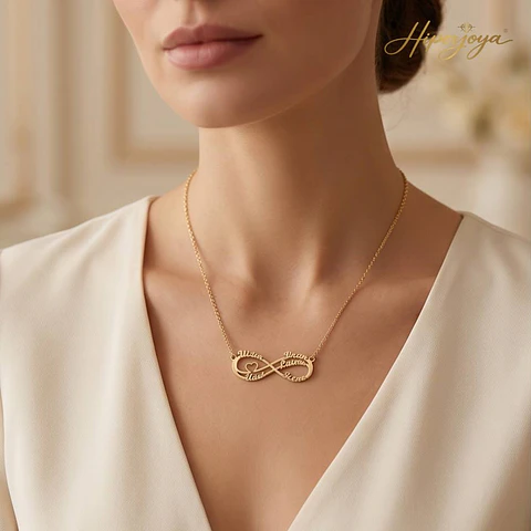 Gargantilla personalizada doble infinitos con nombres plata con baño de oro
