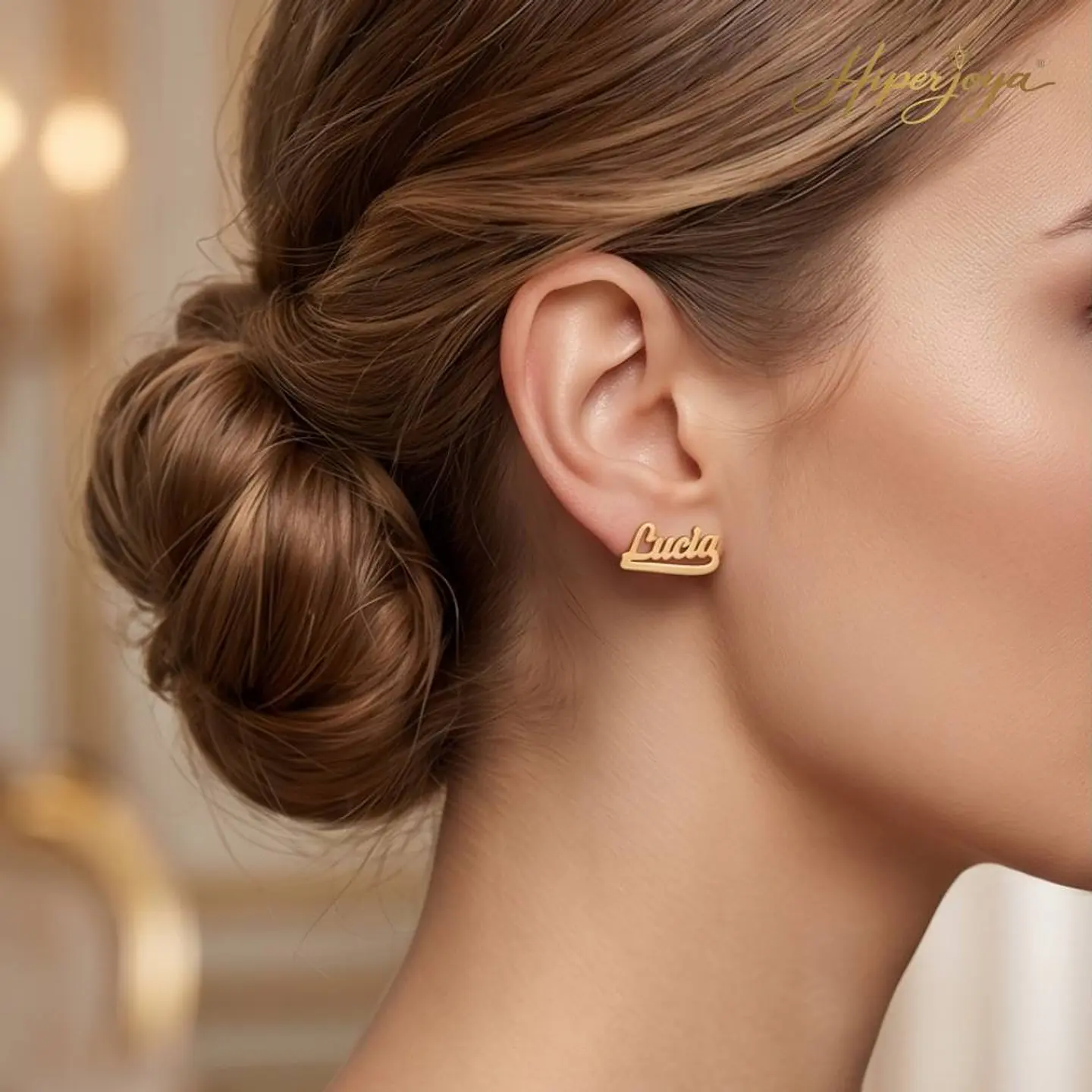 Pendientes personalizados de nombres plata con baño de oro  8