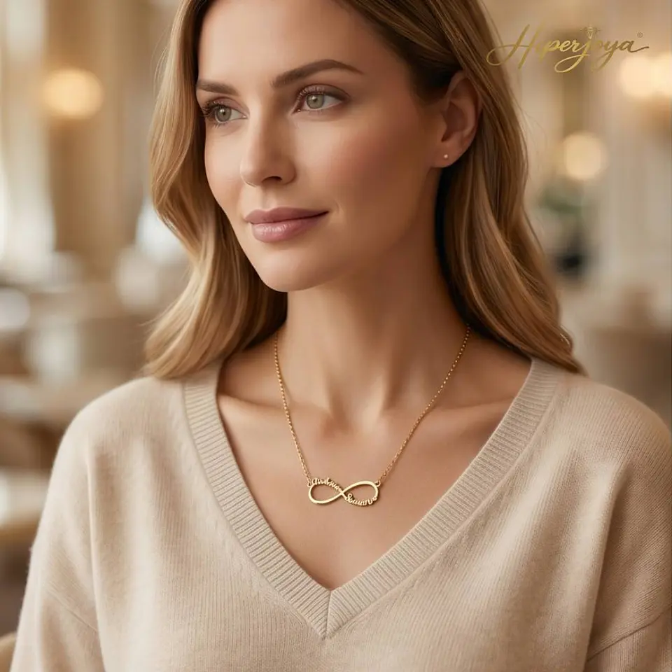Gargantilla personalizada infinito con nombres en pareja plata 2