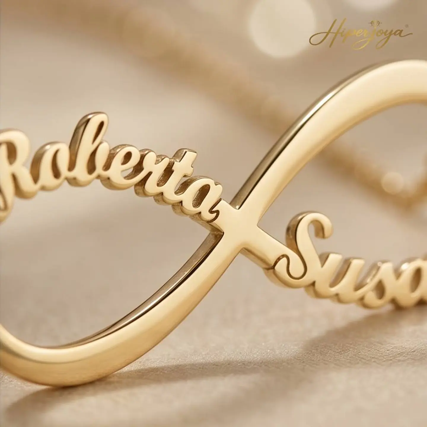 Gargantilla personalizada infinito con nombres en pareja plata 3