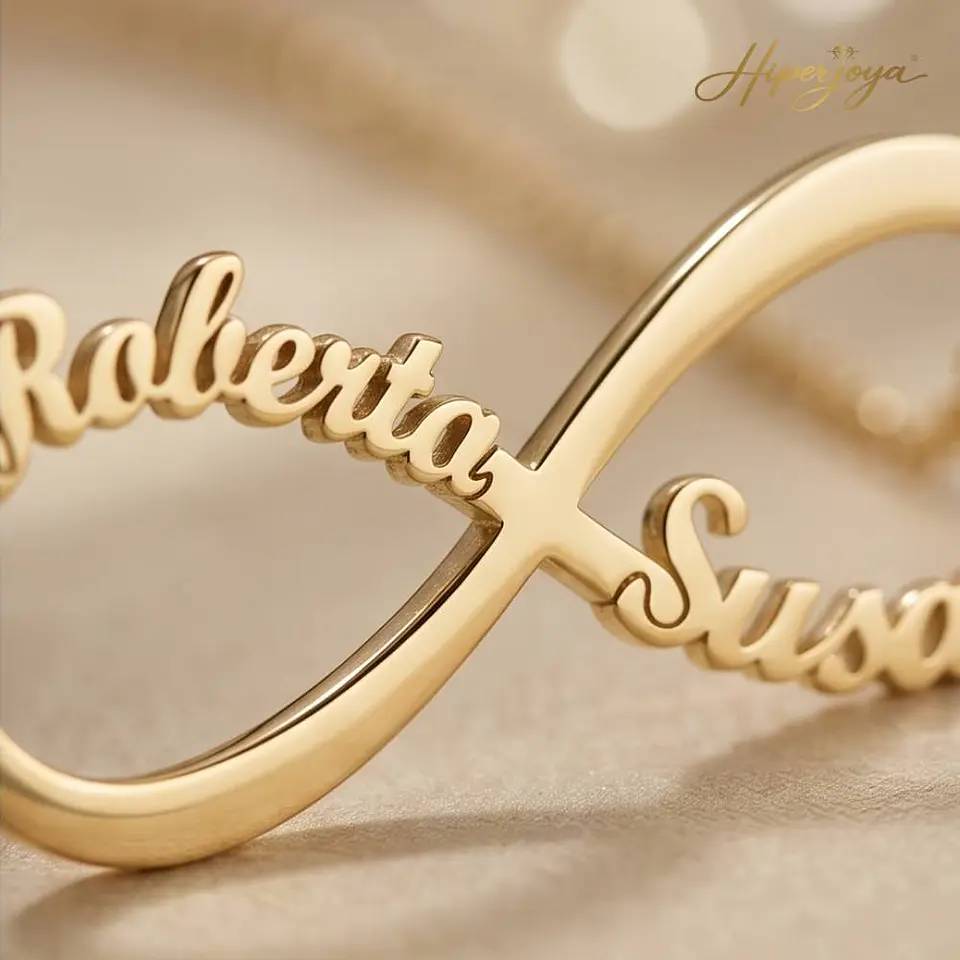 Gargantilla personalizada infinito con nombres en pareja plata 3