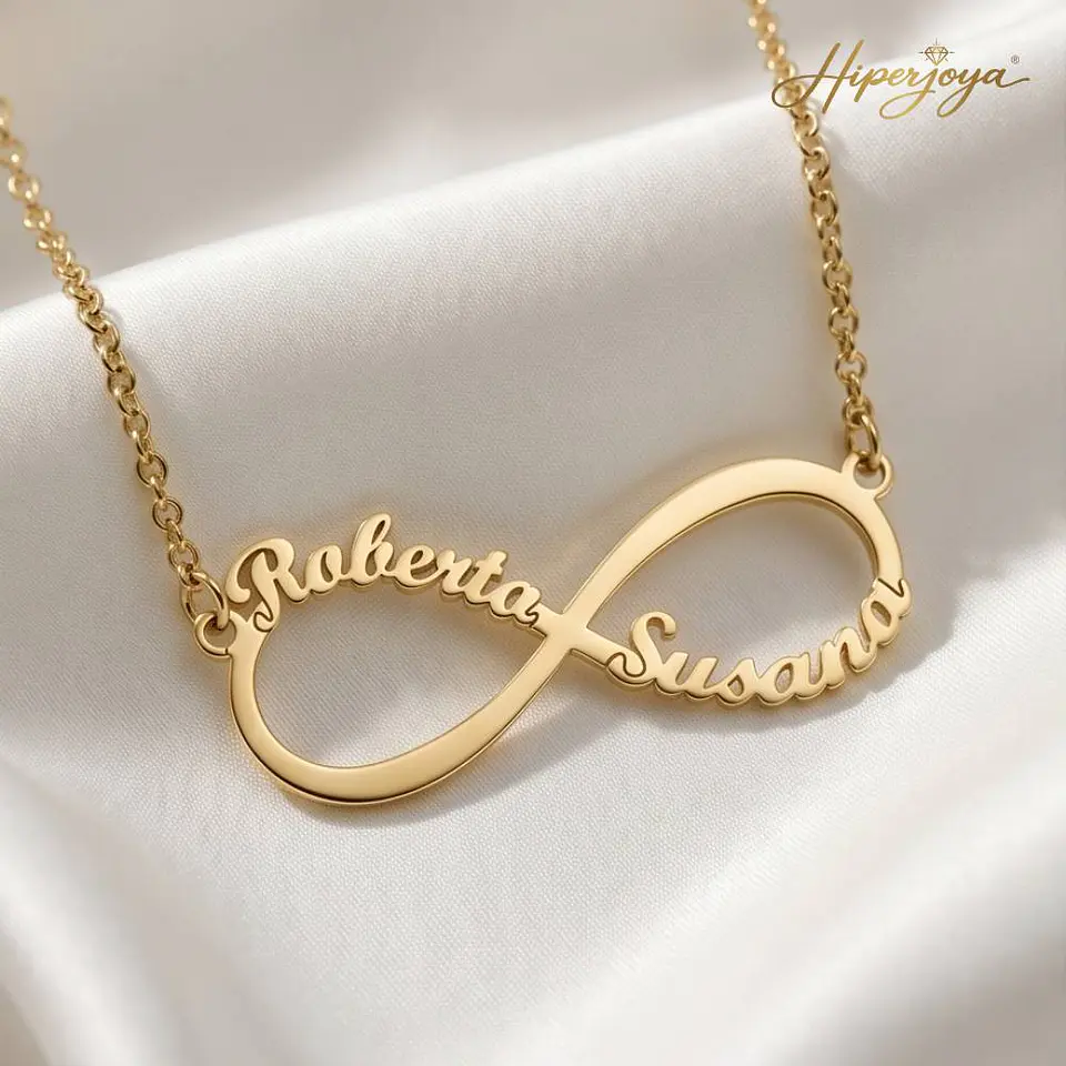 Gargantilla personalizada infinito con nombres en pareja plata 5