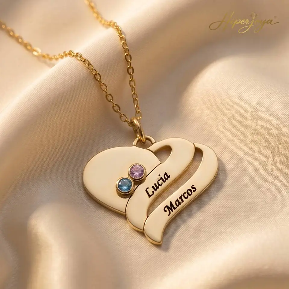 Gargantilla personalizada nombres y zirconitas plata con baño de oro 5