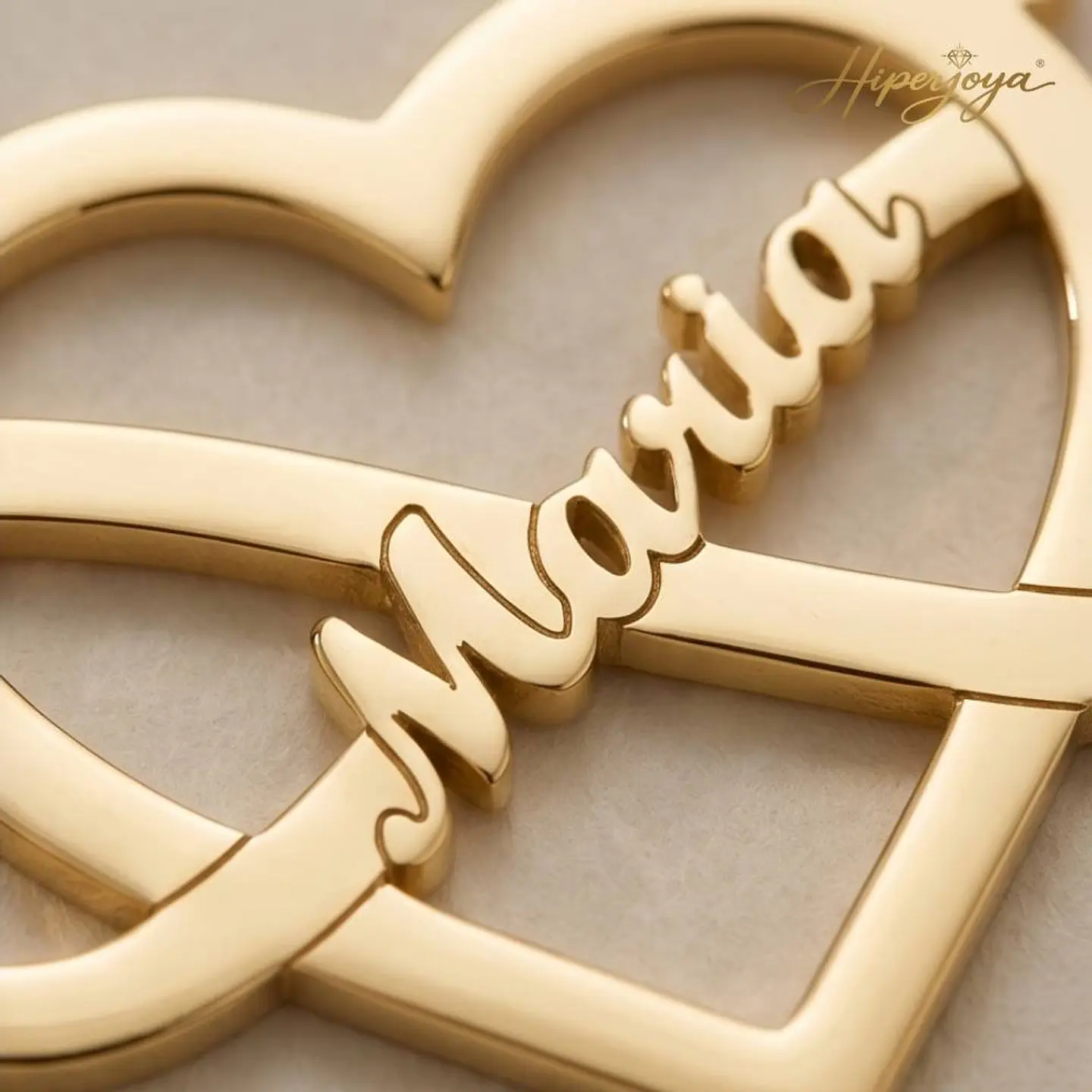 Gargantilla personalizada infinito corazón y nombre plata con baño de oro  3